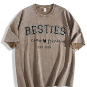 Custom Bestie Personalized Bestie Vintage Washed T-Shirt in Brown