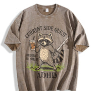 Adhd Raccoon Mental Health vintage washed oversized T-shirt in Brown