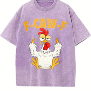 Garment F Caw F Rooster Bird Fcawf Chicken Whisperer Fawk Vintage Washed T-Shirt in Purple