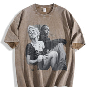 Marilyn Monroe and 2Pac vintage washed oversized T-shirt in Brown