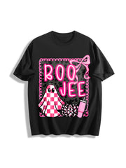 Coquette Halloween Pink Halloween Cotton T-Shirt in Black