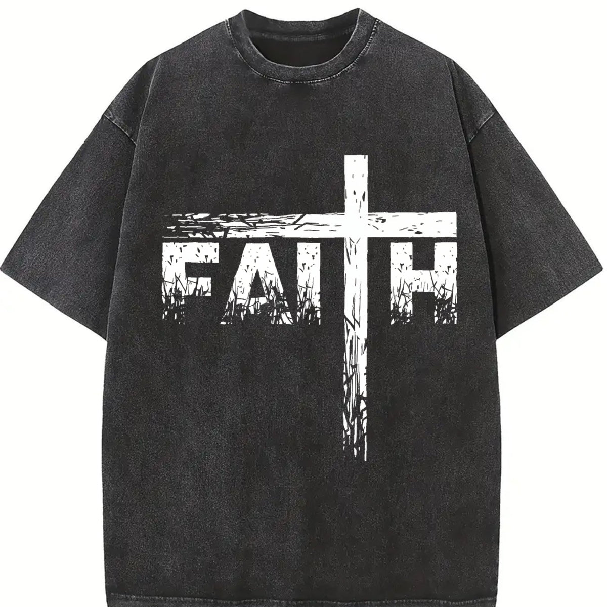 Faith for 1 Pcs Heavy Vintage Washed T-Shirt in Black