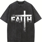 Faith for 1 Pcs Heavy Vintage Washed T-Shirt in Black