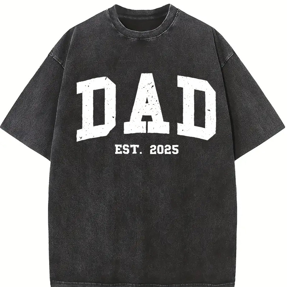Custom Dad Cute Fathers Day Vintage Washed T-Shirt in Black