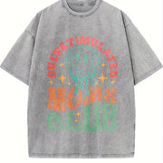 Overstimulated Moms Club Smiley Vintage Washed T-Shirt in Gray
