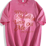 European and American with Heart Vintage Washed T-Shirt in Red