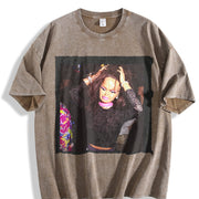 Frustrated Glam Doll at a Party Vintage Washed T-Shirt in Brown