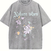 Laundered Retro Batik Dye-resistant End Vintage Washed T-Shirt in Gray