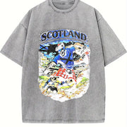 Scotland Skeleton Tartan Kilt Football Sleeveless Tank Vintage Washed T-Shirt in Gray