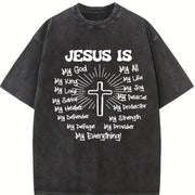 Cross Jesus God vintage washed oversized T-shirt in Black