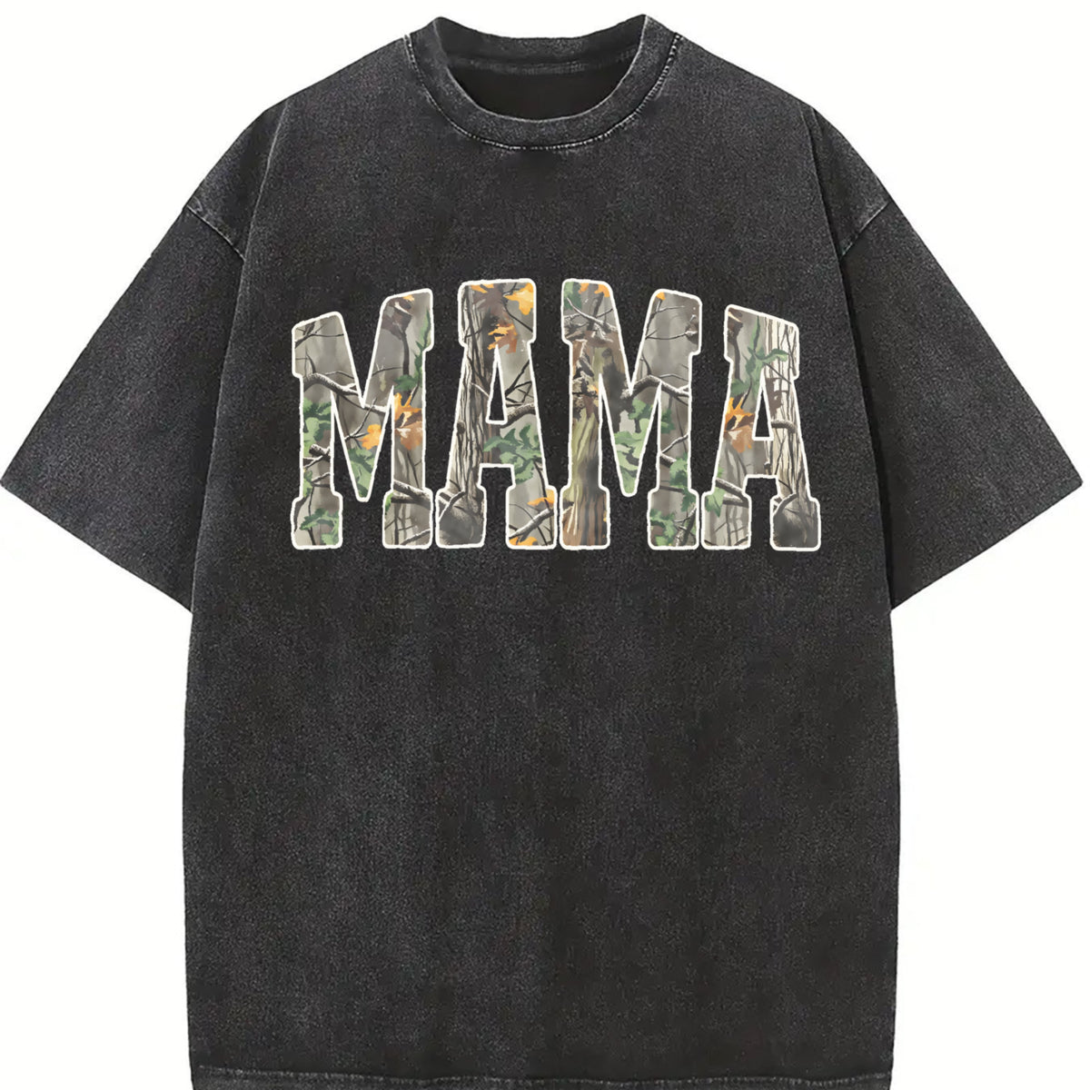 Hunting Mama Camo Western Mom Camo vintage washed oversized T-shirt in Black