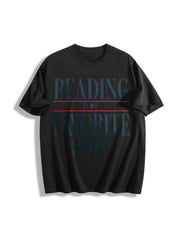Reading Is My Favorite Sport Cotton T-Shirt in Black