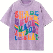 Shade Never Made Anybody Less Gay Queer Vintage Washed T-Shirt in Purple