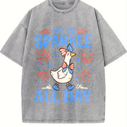 4th of July Goose Off to Sparkle All Day Vintage Washed T-Shirt in Gray