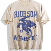 Wingleader Fourth Wing Bookish Booktok Onyx Reader Vintage Washed T-Shirt in Beige