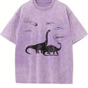 Santa Dinosaurs Xmas Dino Meteor Extinction Joke for Guys Vintage Washed T-Shirt in Purple