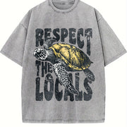 Respect the Locals Sea Turtle 90s Vintage Washed T-Shirt in Gray