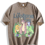 The Land Before Time Pastel Dinosaur Friends Vintage Washed T-Shirt in Brown