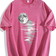 Coastal Granddaughter Sun-faded Statement Full Moon Vintage Washed T-Shirt in Red