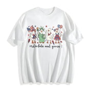 Patriotic Goose 4th Goose Cotton T-Shirt in White