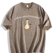 Baseball Mom Goose Vintage Washed T-Shirt in Brown