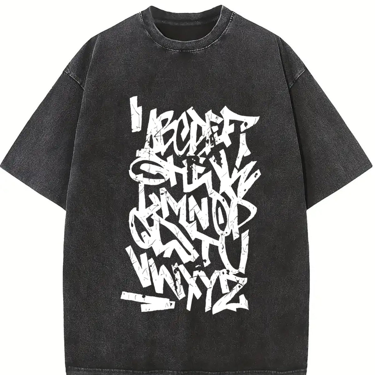 For Formal Urban Distressed Enthusiasts Vintage Washed T-Shirt in Black