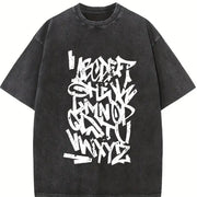 For Formal Urban Distressed Enthusiasts Vintage Washed T-Shirt in Black