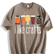 I Like Craft Beer Lover Vintage Washed T-Shirt in Brown