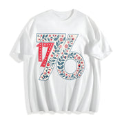 Floral 1776 USA Independence Cotton T-Shirt in White