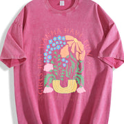Girls Just Wanna Have Fundamental Human Rights and Batik vintage washed oversized T-shirt in Red