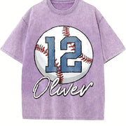 Pls Note Custom Baseball Vintage Washed T-Shirt in Purple