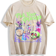 Pick Your Poison Princess Halloween Kuzco Poison Apple vintage washed oversized T-shirt in Beige