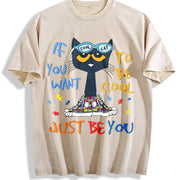 Be If You Want Vintage Washed T-Shirt in Beige