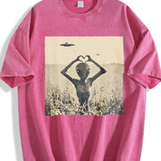 Y2K UFO Vintage Washed T-Shirt in Red