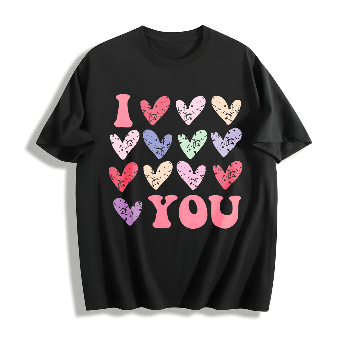 Valentine's Day Loose- Basic Stylish Cotton T-Shirt in Black