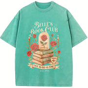 Retro Belle's Book Club Vintage Washed T-Shirt in Blue