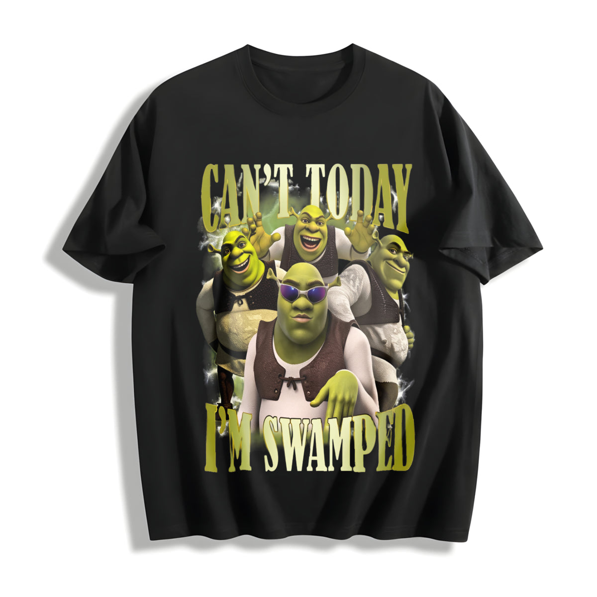 Shrek Carton Characters Cotton T-Shirt in Black