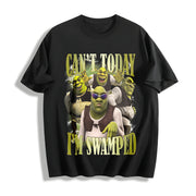 Shrek Carton Characters Cotton T-Shirt in Black