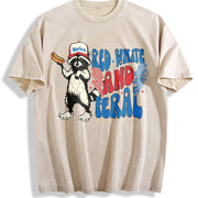 Red White and Feral Vintage Washed T-Shirt in Beige