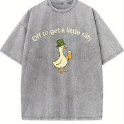Off to Get a Little Silly St. Patrick's Day vintage washed oversized T-shirt in Gray
