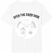 Open the Door Cats Meme Cotton T-Shirt in White