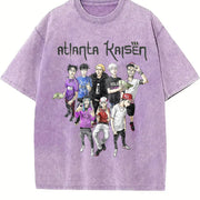 Atlanta Kaisen Jujutsu Kaisen Anime Vintage Washed T-Shirt in Purple
