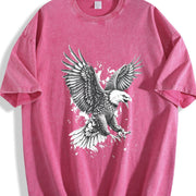 Bald Eagle 90s Retro ® Grunge Bird Y2k Vintage Washed T-Shirt in Red