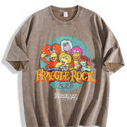 Fraggle Rock Jim Henson's Licensed for Classic for Movie Vintage Washed T-Shirt in Brown
