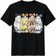 Squad Ghouls Cute Halloween Ghost Cotton T-Shirt in Black