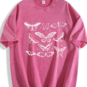 Butterfly 90s Retro Gardening Vintage Washed T-Shirt in Red