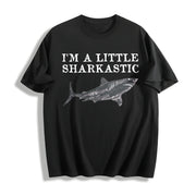 Shark Lover Ocean Life Sea Creature I'm a Little Cotton T-Shirt in Black