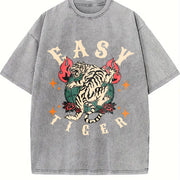 Easy Tiger Vintage Washed T-Shirt in Gray