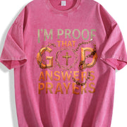 I'm Proof God Answers Prayers Vintage Washed T-Shirt in Red