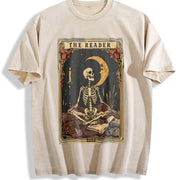 The Reader Tarot Skeleton vintage washed oversized T-shirt in Beige